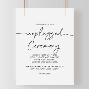 Black White Classic Unplugged Ceremony Sign