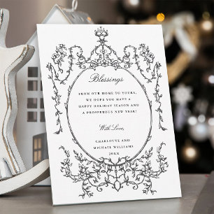 Black & White Classic Vintage Frame Photo Holiday Card