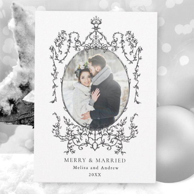 Black & White Classic Vintage Frame Photo Holiday Card (Creator Uploaded)