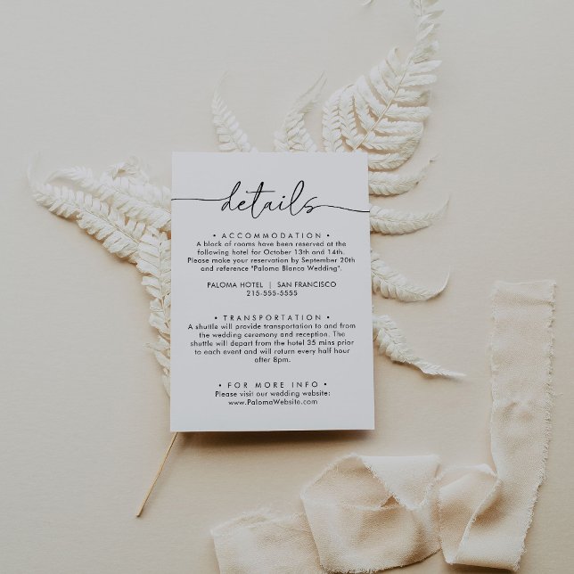 Black White Classic Wedding Details Enclosure Card (Creator Uploaded)