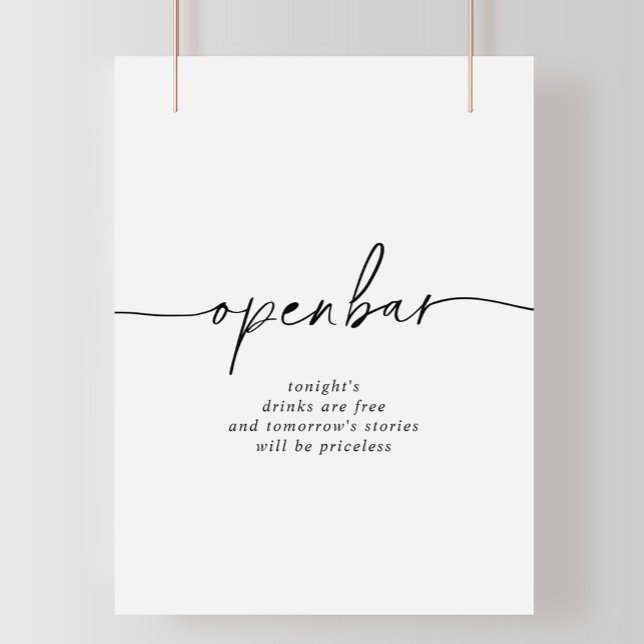 Black White Classic Wedding Open Bar Sign (Creator Uploaded)