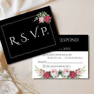 Black & White Classic Wedding RSVP Card