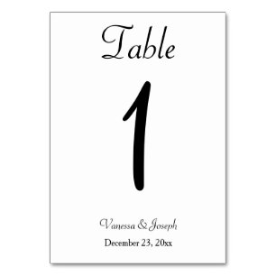 Black White Classic Wedding Table Number