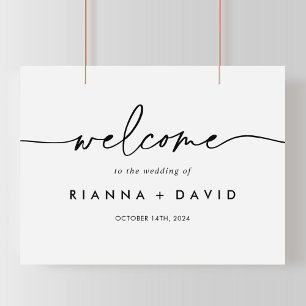 Black White Classic Wedding Welcome Sign