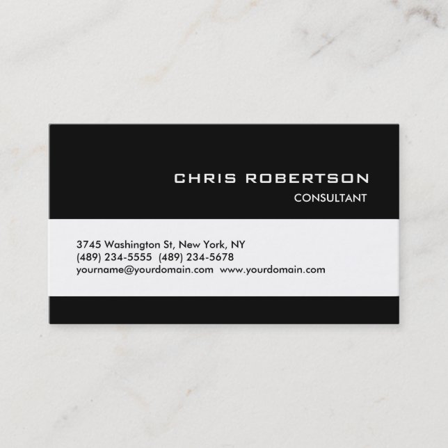 Black White Classical Trend Standard Business Card (Front)