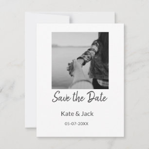 BLACK WHITE CLASSICsave the date add QR name date  Card