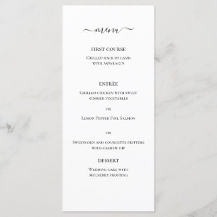 Black White Classis Elegant Monogram Wedding Menu