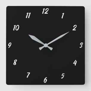 Black White Classy Elegant Custom Color Gift Square Wall Clock