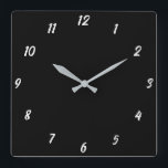 Black White Classy Elegant Custom Colour Gift Square Wall Clock<br><div class="desc">Printed in classy black and white custom colour background! You may customise as you wish!</div>