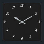 Black White Classy Elegant Custom Colour Gift Square Wall Clock<br><div class="desc">Printed in classy black and white custom colour background! You may customise as you wish!</div>