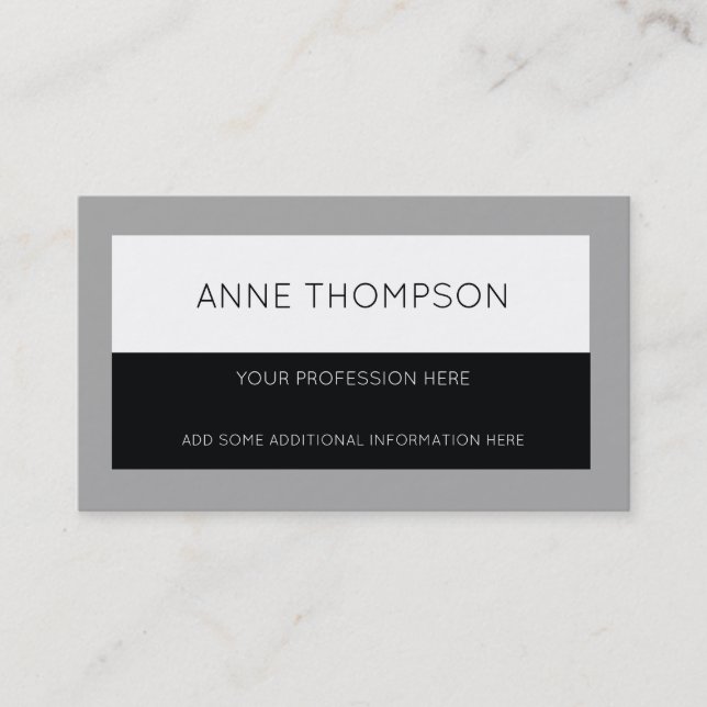 Black & White, Classy & Modern Professional Business Card (Front)