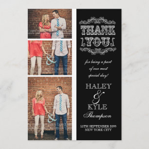 Black & White Classy Wedding Thank You Photo Cards