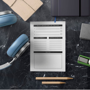 Black White Clean Daily Planner Post-it Notes