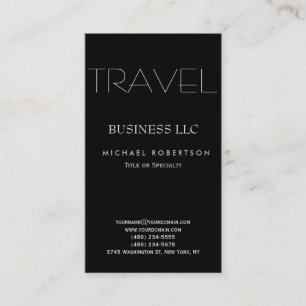 Black White Clean Travel Agent Business Cards
