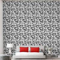 Black & White Clef Hearts Music Pattern Wallpaper