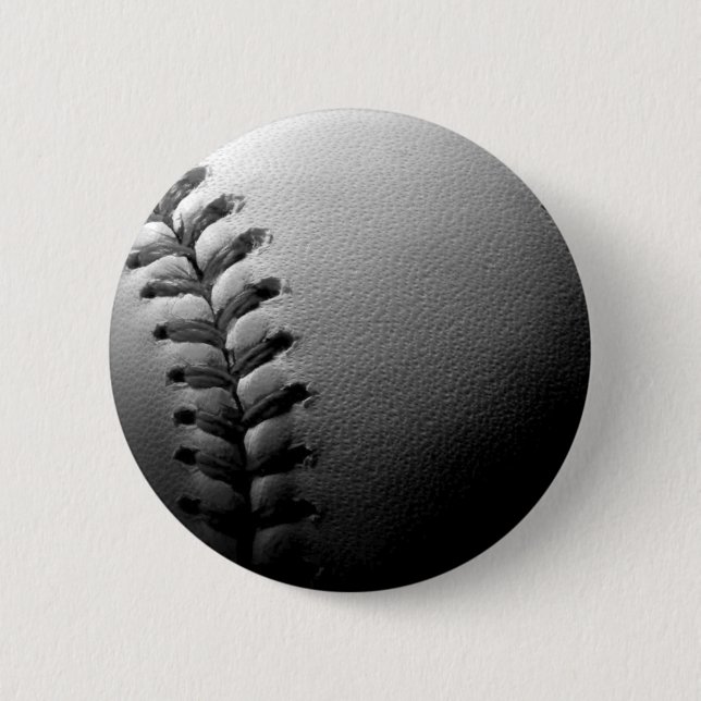 Black & White Close-up Baseball 6 Cm Round Badge (Front)