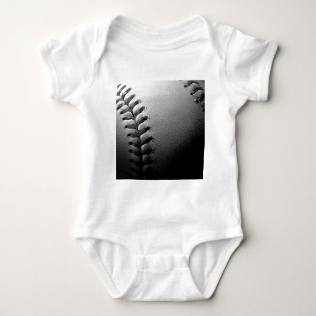 Black & White Close-up Baseball Baby Bodysuit (Front)