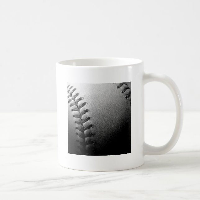 Black & White Close-up Baseball Coffee Mug (Right)