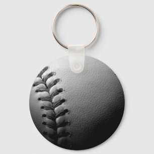 Black & White Close-up Baseball Key Ring