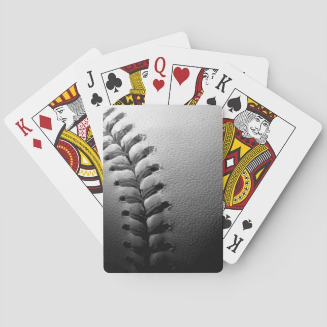 Black & White Close-up Baseball Playing Cards (Back)