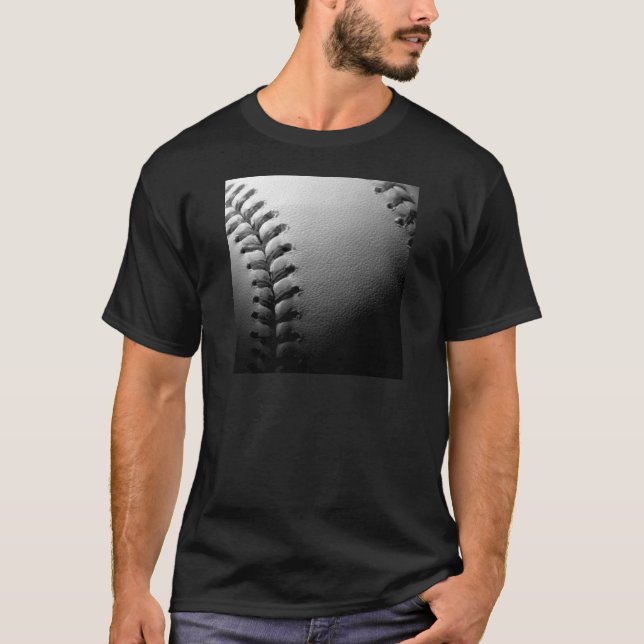 Black & White Close-up Baseball T-Shirt (Front)