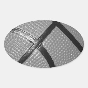 Black & White Close-Up Basketball Oval Sticker
