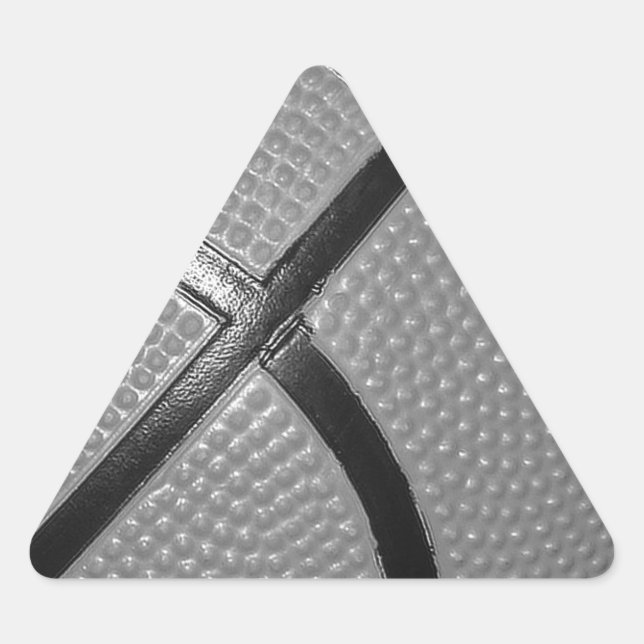 Black & White Close-Up Basketball Triangle Sticker (Front)