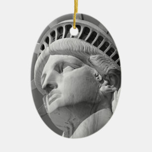 Black & White Close-up Statue of Liberty Ceramic Tree Decoration