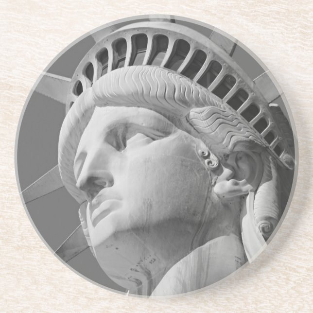 Black & White Close-up Statue of Liberty Coaster (Front)