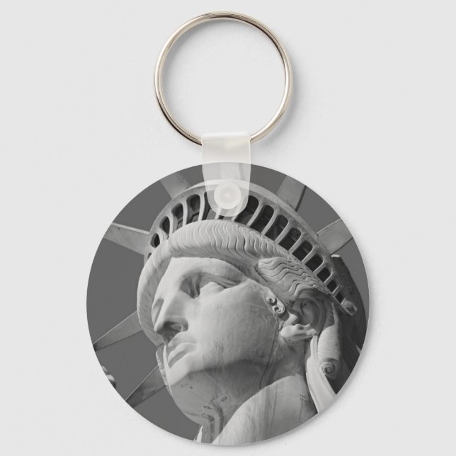Black & White Close-up Statue of Liberty Key Ring (Front)