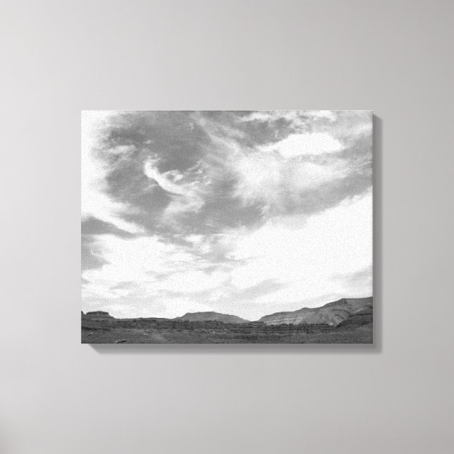Black & White Clouds Above the Utah Desert 16x20 Canvas Print (Front)