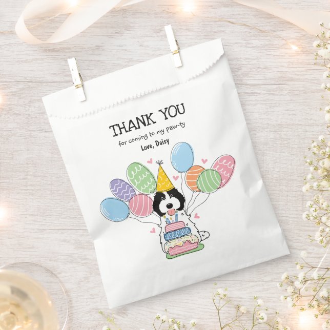 Black White Cockapoo Cavapoo Birthday Party  Favour Bags (Clipped)