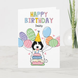 Black White Cockapoo Cavapoo Dog Happy Birthday Card