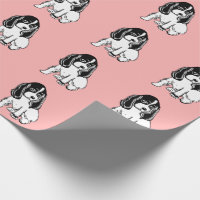 Black White Cocker Spaniels Pink Wrapping Paper