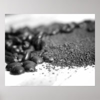 Black & White Coffee Beans & Coffee Grounds 16x20