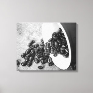 Black & White Coffee Beans & Coffee Mug 16x20 Canvas Print