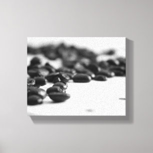 Black & White Coffee Beans Scattered 8x10 Canvas Print