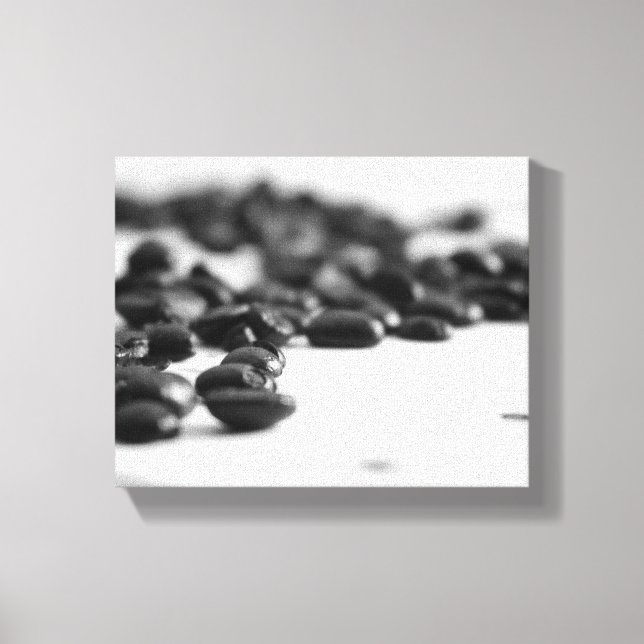 Black & White Coffee Beans Scattered 8x10 Canvas Print (Front)