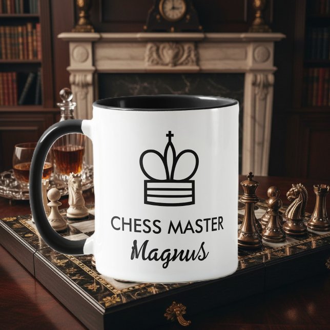 Black & white coffee mug gift for chess player (chess mug)