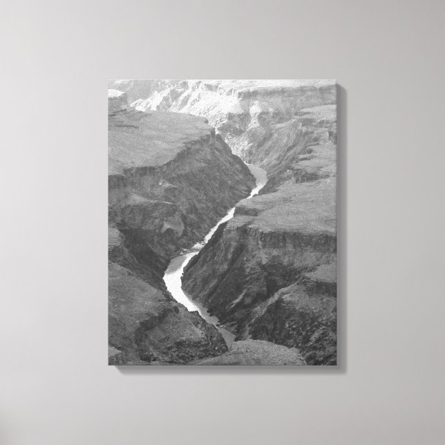 Black & White Colorado River Running 16x20 Canvas Print (Front)