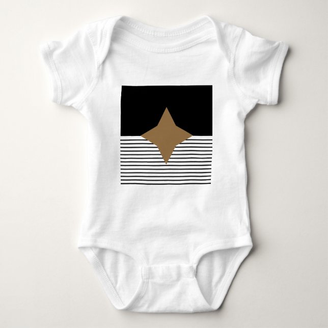 Black White Colorblock & Brown Diamond Baby Bodysuit (Front)
