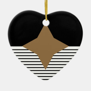 Black White Colorblock & Brown Diamond Ceramic Tree Decoration