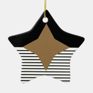 Black White Colorblock & Brown Diamond Ceramic Tree Decoration