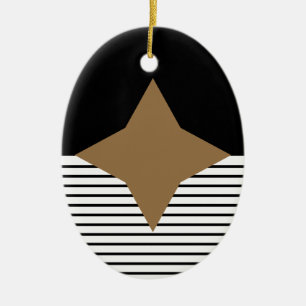 Black White Colorblock & Brown Diamond Ceramic Tree Decoration