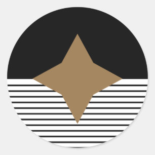 Black White Colorblock & Brown Diamond Classic Round Sticker
