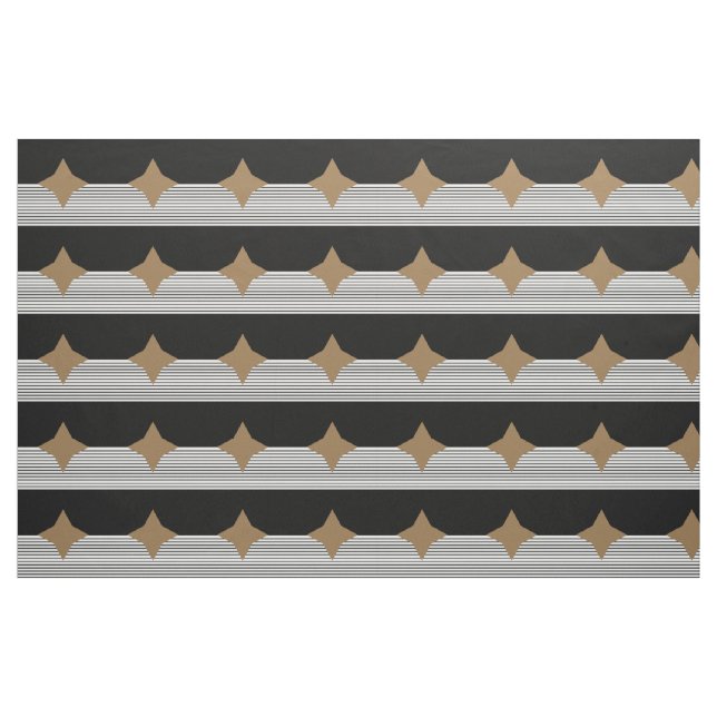 Black White Colorblock & Brown Diamond Fabric (Fat Quarter)