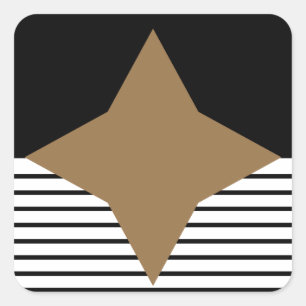 Black White Colorblock & Brown Diamond Square Sticker