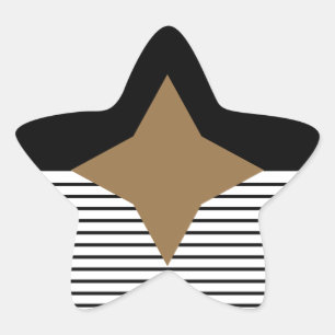 Black White Colorblock & Brown Diamond Star Sticker