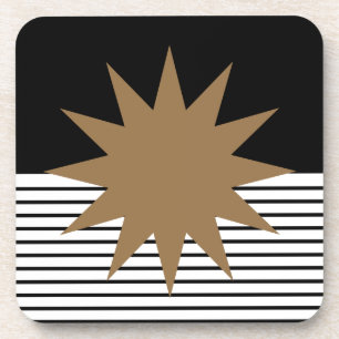 Black White Colorblock & Brown Sun Coaster