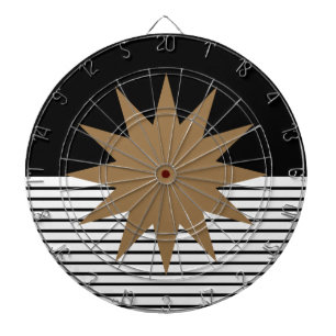 Black White Colorblock & Brown Sun Dartboard